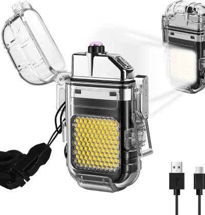 Lighter Transparent Waterproof ARC Electric USB Camping Flash light Rechargeable