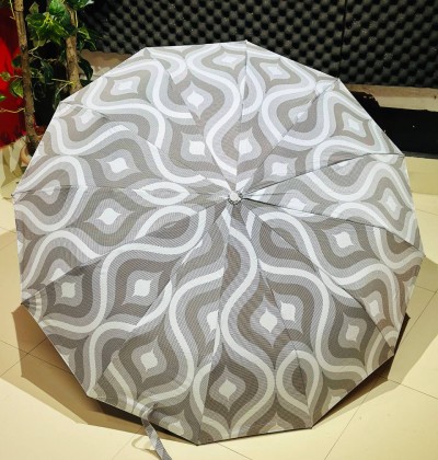 Premium 12-Ribs Automatic Umbrella With Flash Light – White