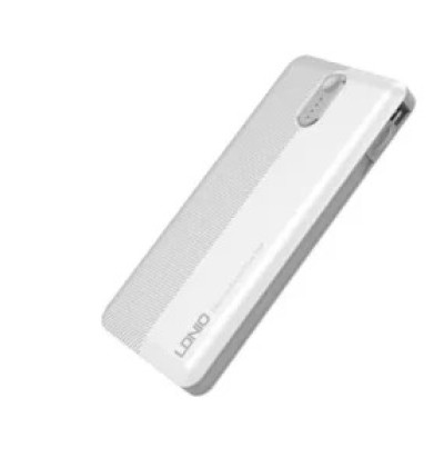 Ldnio PL1013 Dual USB Output Port 10,000 mAh Power Bank with Build-in Cable – White Color